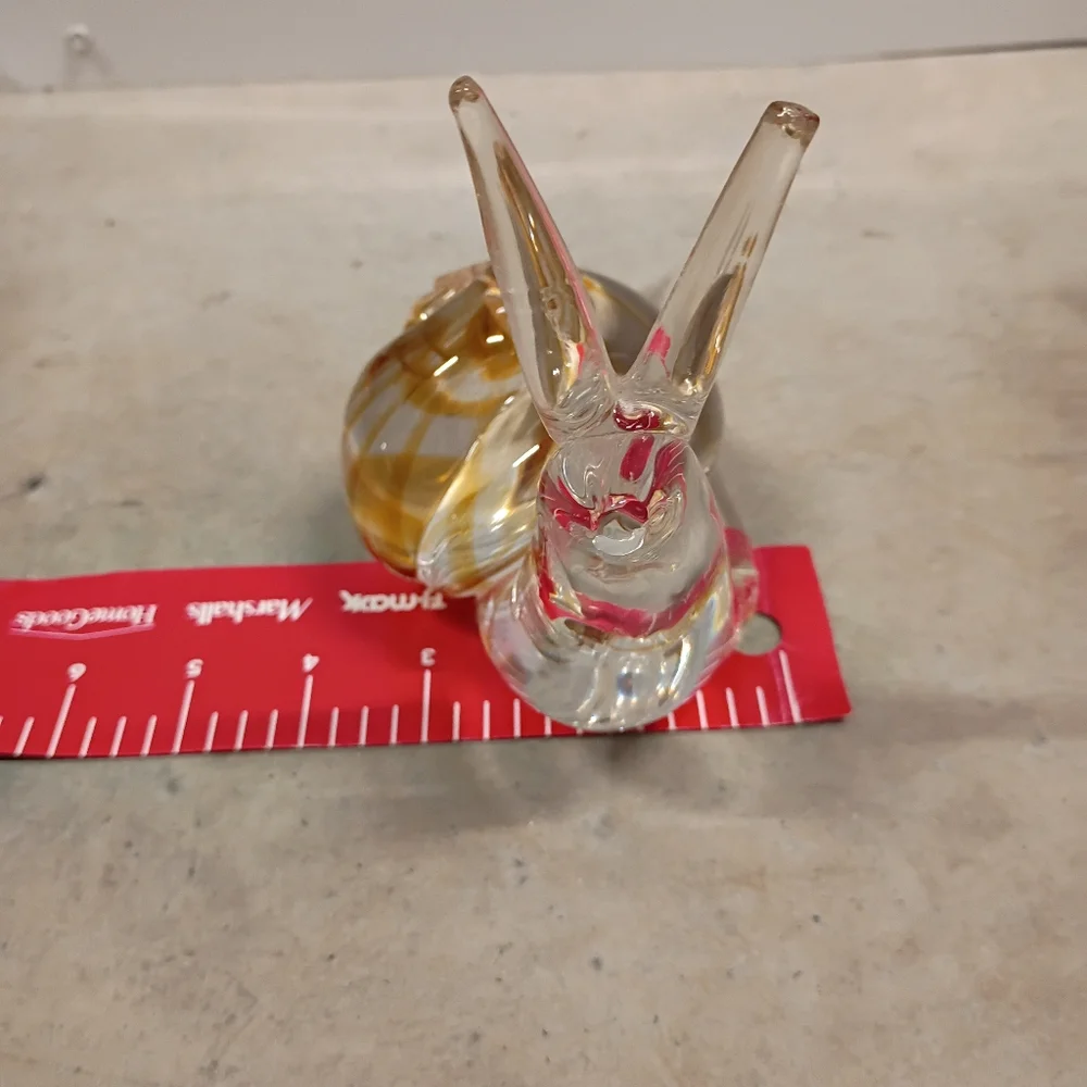Elegant Italian Glass Snail Sculpture - Gold and Clear - Picture 5 of 16